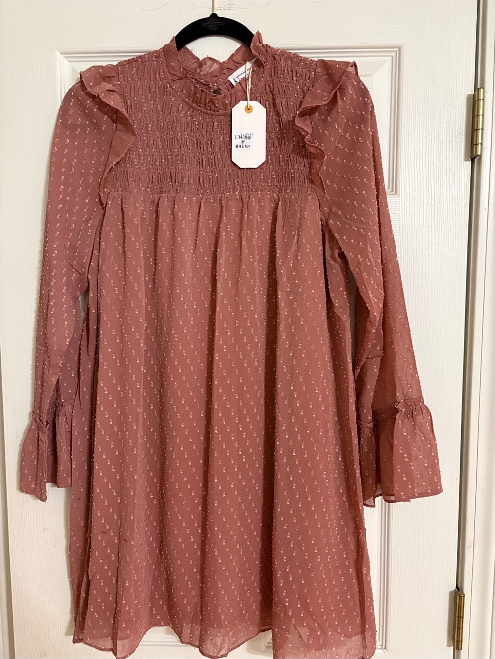 Love Riche mauve Ruffle Smocked Dress